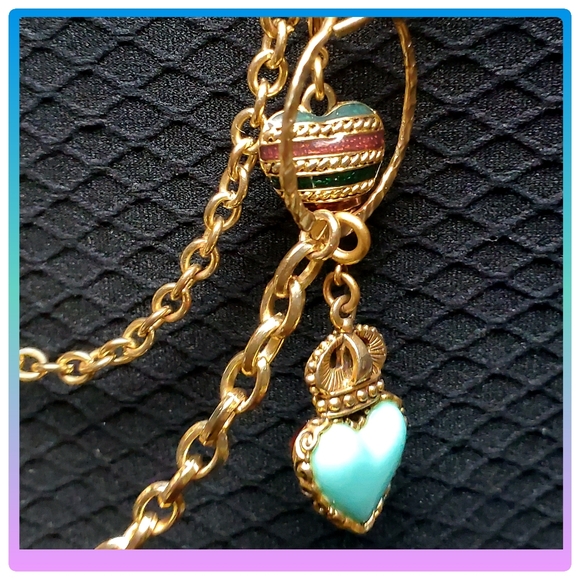 Vintage Heart Charm Necklace - Double Layered - Picture 12 of 17